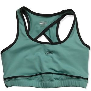 NEW Reebok Sports Bra, Racerback PlayDry Strappy Performance Workout Green Small